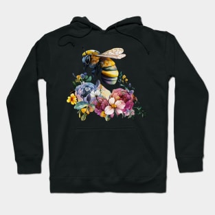 Floral Bee Watercolor Hoodie